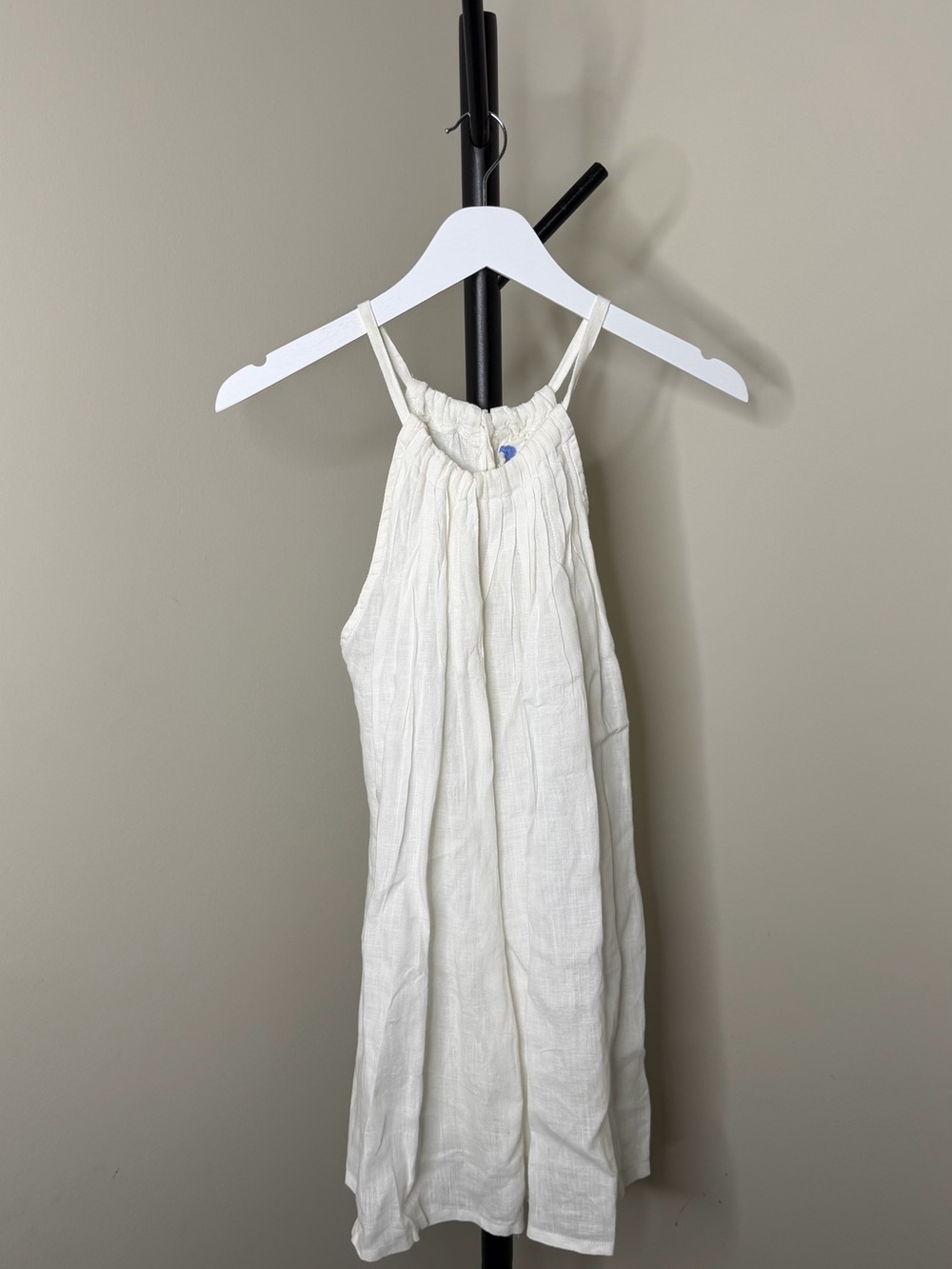 Yuvita 100% Linen White Gauze Halter Tunic